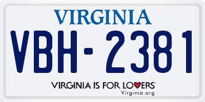 VA license plate VBH2381