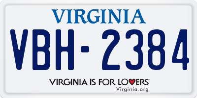 VA license plate VBH2384
