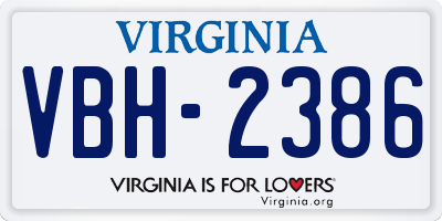 VA license plate VBH2386