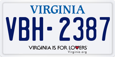 VA license plate VBH2387