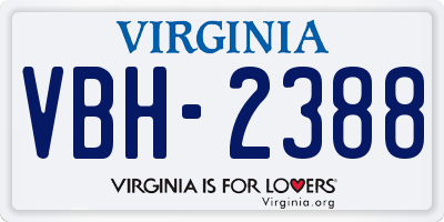 VA license plate VBH2388