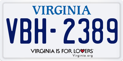 VA license plate VBH2389