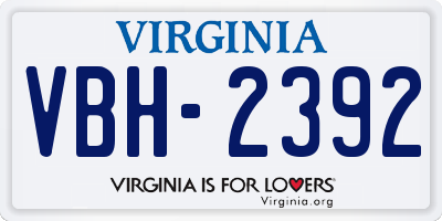 VA license plate VBH2392