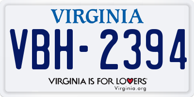 VA license plate VBH2394