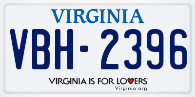 VA license plate VBH2396
