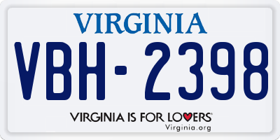 VA license plate VBH2398