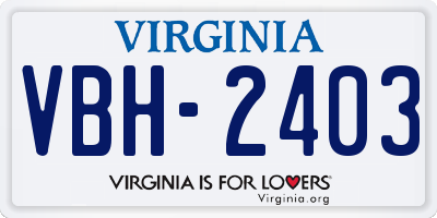 VA license plate VBH2403