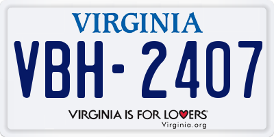 VA license plate VBH2407