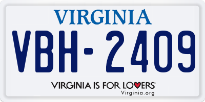 VA license plate VBH2409