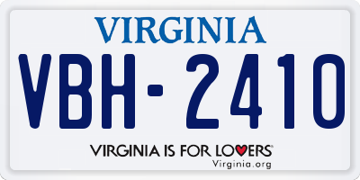 VA license plate VBH2410