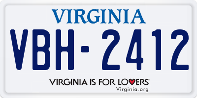 VA license plate VBH2412