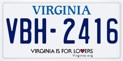 VA license plate VBH2416