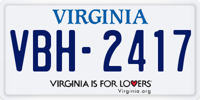 VA license plate VBH2417
