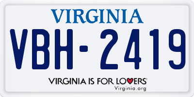 VA license plate VBH2419