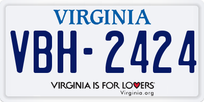 VA license plate VBH2424