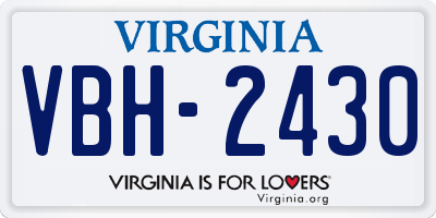 VA license plate VBH2430