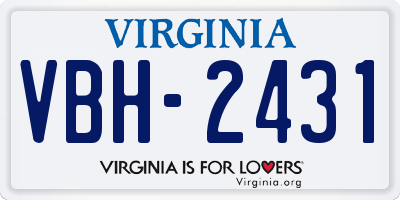 VA license plate VBH2431