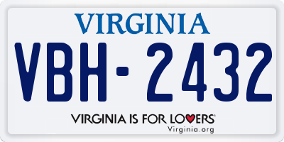 VA license plate VBH2432