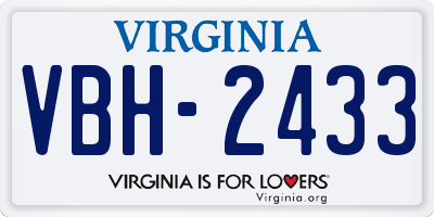 VA license plate VBH2433