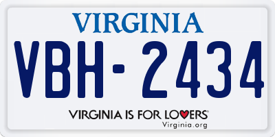 VA license plate VBH2434