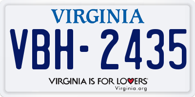 VA license plate VBH2435