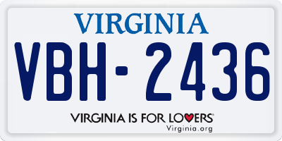 VA license plate VBH2436