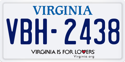 VA license plate VBH2438