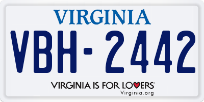 VA license plate VBH2442