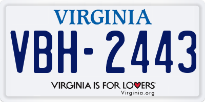 VA license plate VBH2443