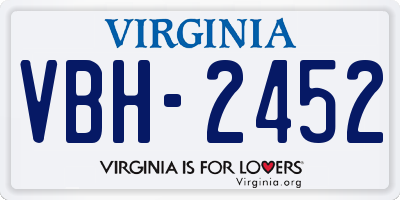 VA license plate VBH2452