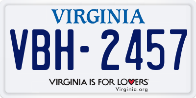 VA license plate VBH2457