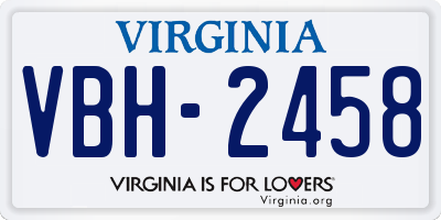 VA license plate VBH2458