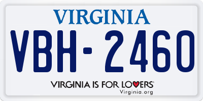 VA license plate VBH2460
