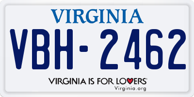 VA license plate VBH2462