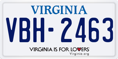 VA license plate VBH2463