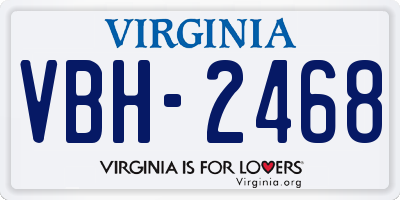 VA license plate VBH2468