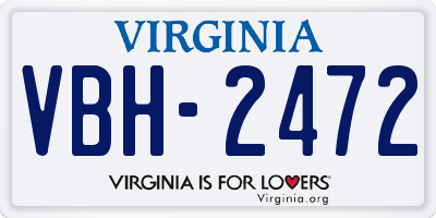 VA license plate VBH2472