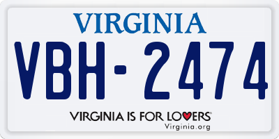 VA license plate VBH2474