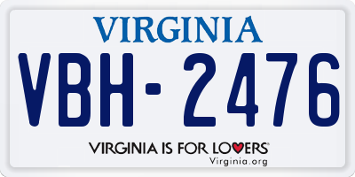 VA license plate VBH2476