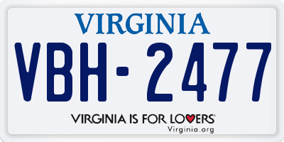 VA license plate VBH2477
