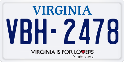VA license plate VBH2478