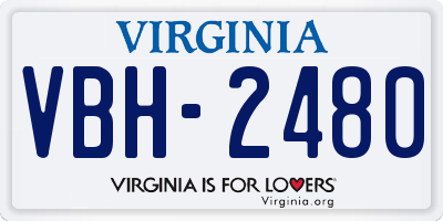 VA license plate VBH2480