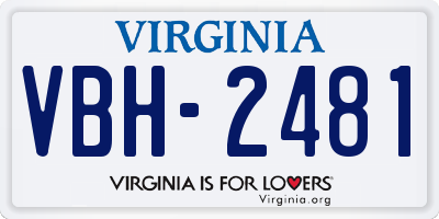 VA license plate VBH2481