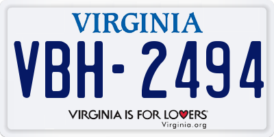 VA license plate VBH2494
