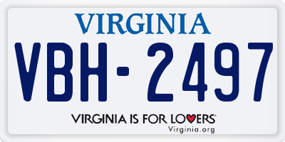 VA license plate VBH2497