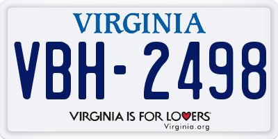 VA license plate VBH2498
