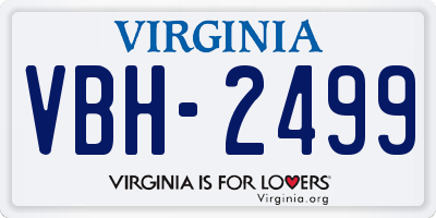 VA license plate VBH2499