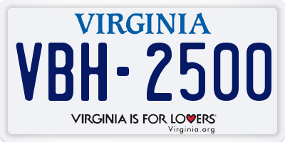 VA license plate VBH2500
