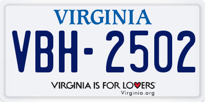VA license plate VBH2502