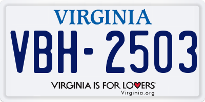 VA license plate VBH2503